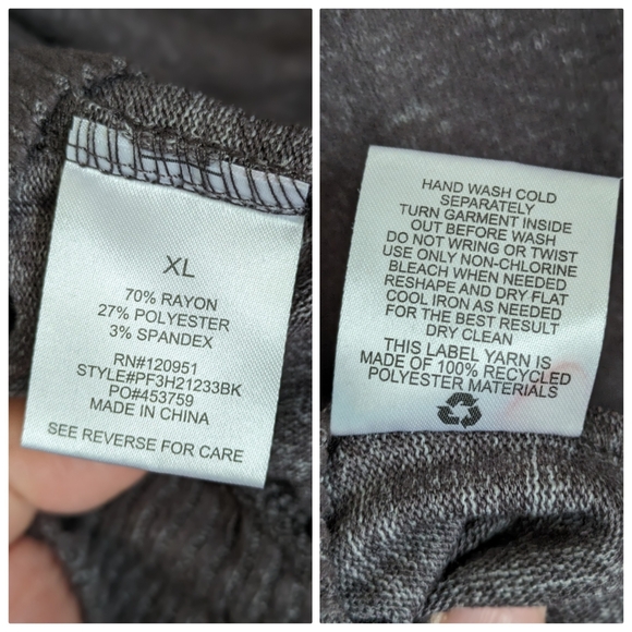 🆕 Pink Rose Sweater Charcoal Gray Cowl Neck XL Thumb Holes Long Sleeves - Picture 15 of 15